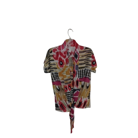 Chico's Sweaters - Chico's Women's O Multicolor Short Sleeve Lightweight Semi-Sheer Cardigan